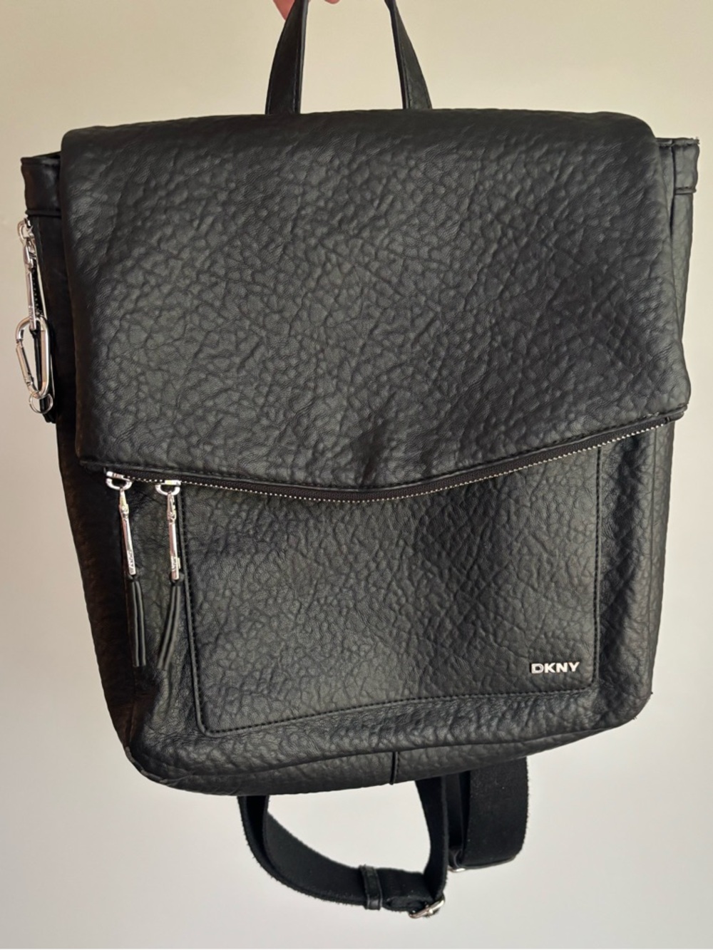 DKNY Women's Black Leather-Effect Backpack